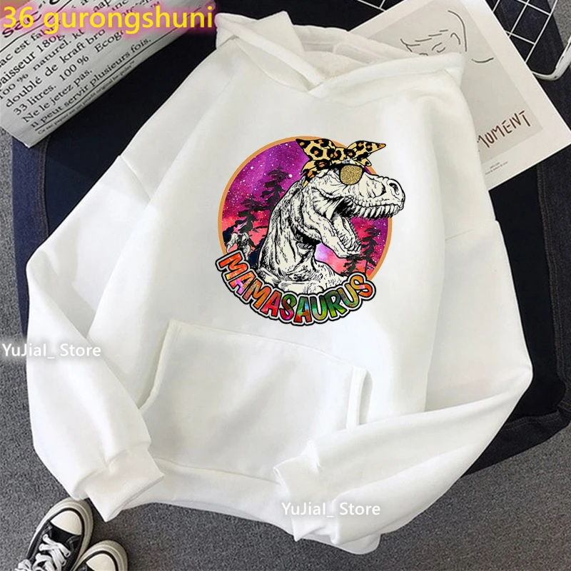 Women Jurassic Park Dinosaur Watercolor Mamasaurus Print Cap Hoodies Sweatshirt Femme Winter/Spring/Autumn Tracksuit Streetwear