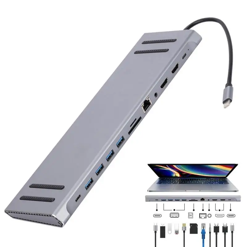 

USB C Docking Station 12 In 1 USB C Hub Multiport Adapter 5.0 Gbps HD Port Expander Computer Accessories Docking Station