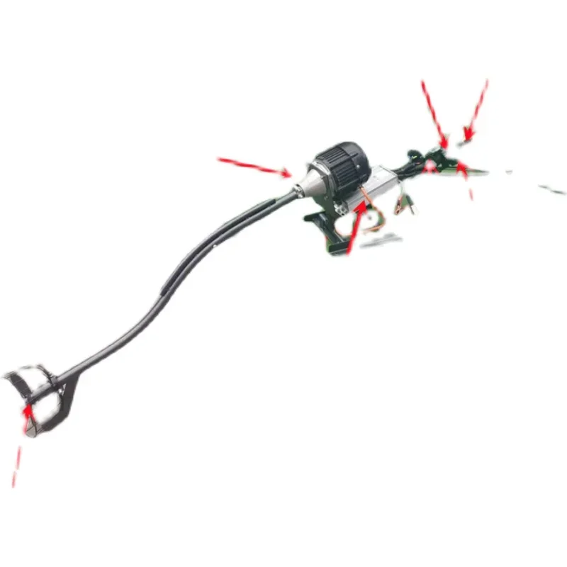 

Electric external propeller of underwater gasoline speedboat on a fishing platform with nesting and casting nets on water
