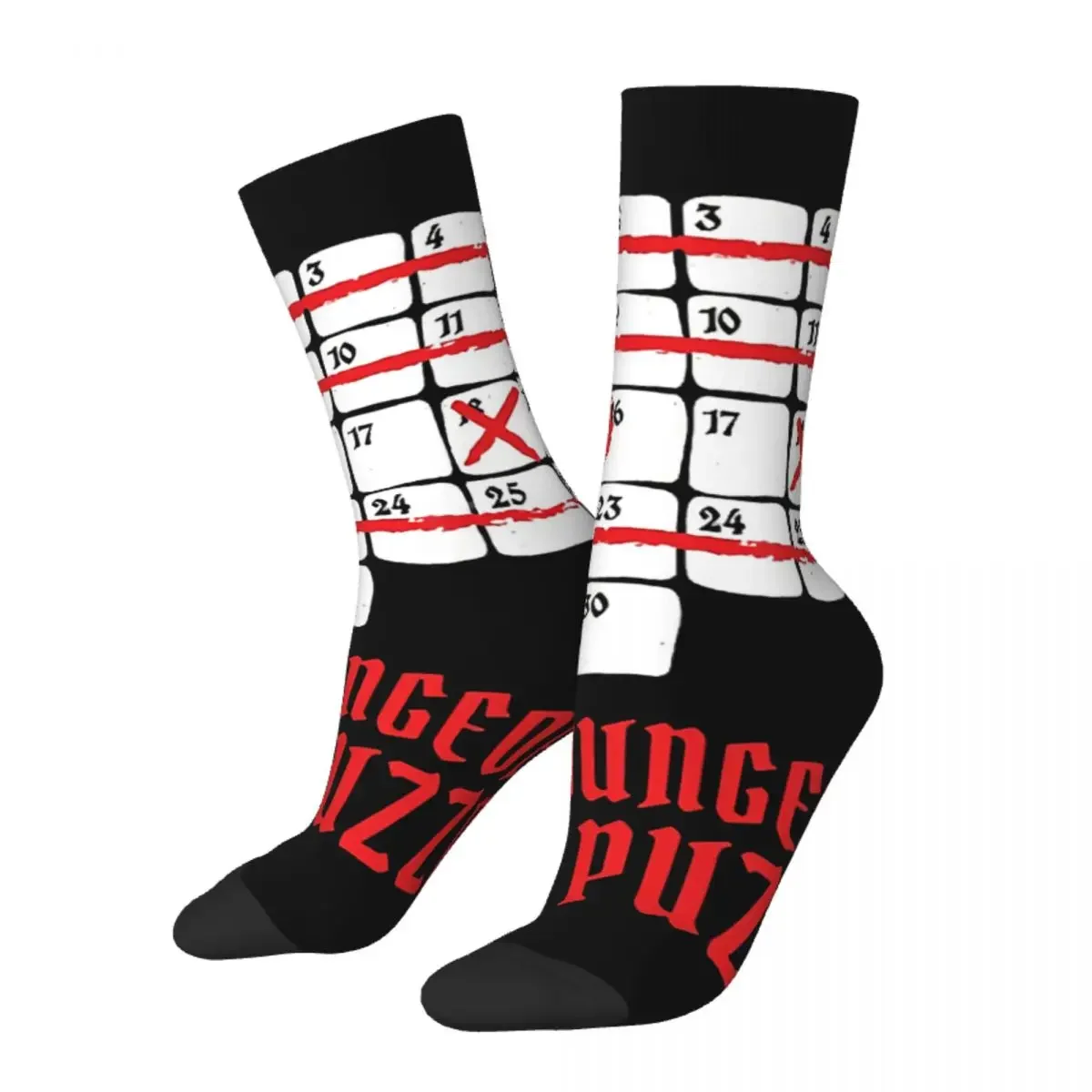 

Funny Crazy Sock for Men Dungeon Puzzle Calendar Hip Hop Harajuku DnD Game Seamless Pattern Printed Boys Crew Sock Casual Gift