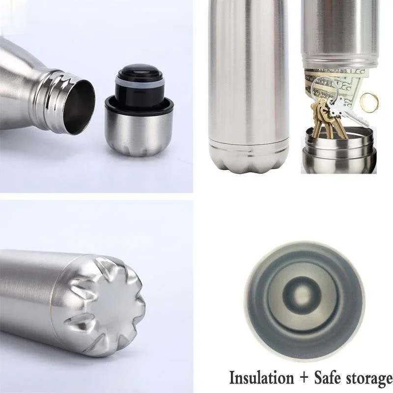 1PC Diversion Water Bottle Portable Water Bottle Secret Stash Pill Organizer Can Safe Hiding Spot for Money Bonus Key Ring Box