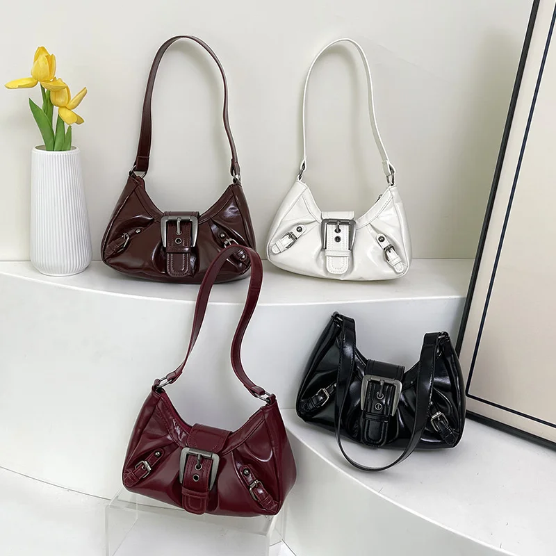 Retro Pleated Hobo Shoulder Bag for Women Maillard Style Underarm Bag Clutch Handbags for Travel Work Shopping Purse