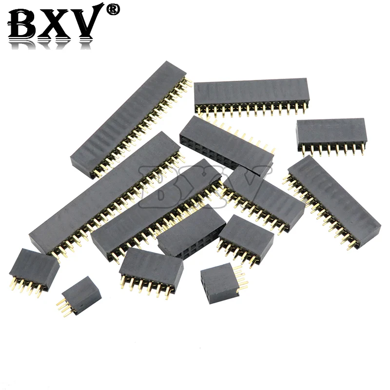 아두이노용 더블 로우 핀 암 헤더 소켓, 피치 2.54mm, 2x2p, 3 핀, 4 핀, 5 핀, 6 핀, 7 핀, 8 핀, 9 핀, 20 핀 커넥터, 10-100 개