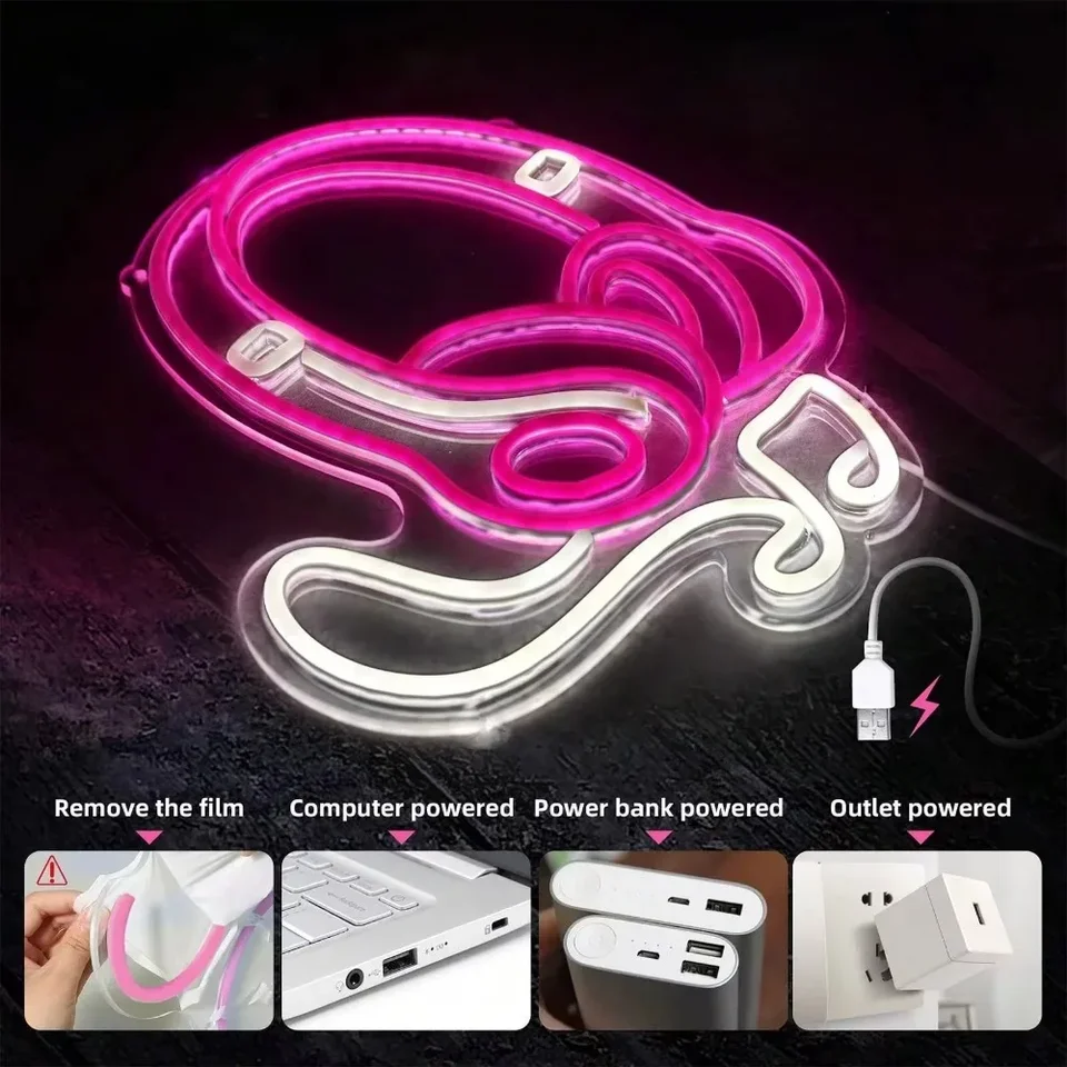 Enseigne Néon LED Musique - Décoration Murale Studio - USB Réglable - Cadeau Musicien