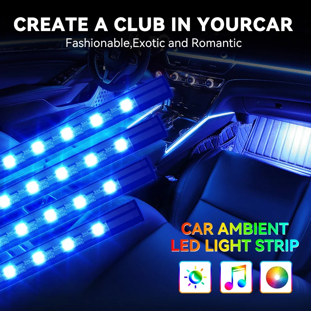 

Светодиодная лента для подсветки салона автомобиля, RGB-подсветка