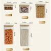1100ML Square Sealed Plastic Food Jar Bamboo Cover Kitchen Cereal Jar Storage Box Transparent Tea Storage Jar Kitchen Supplies 6
