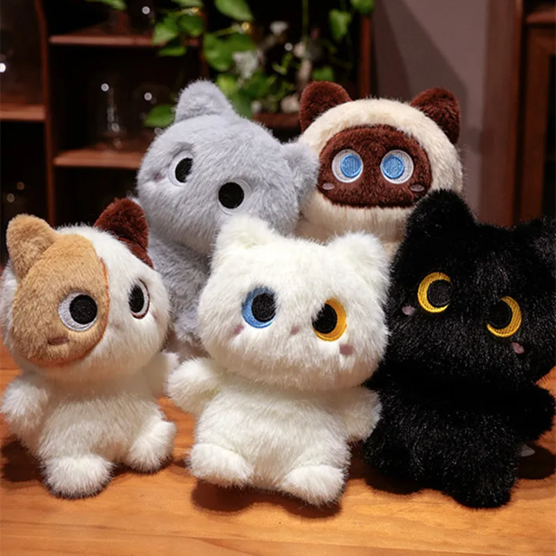 20CM Soft Siamese Cat Stuffed Plush Toy Orange & Black Kitten Animal Doll Cute Birthday Gift for Kids