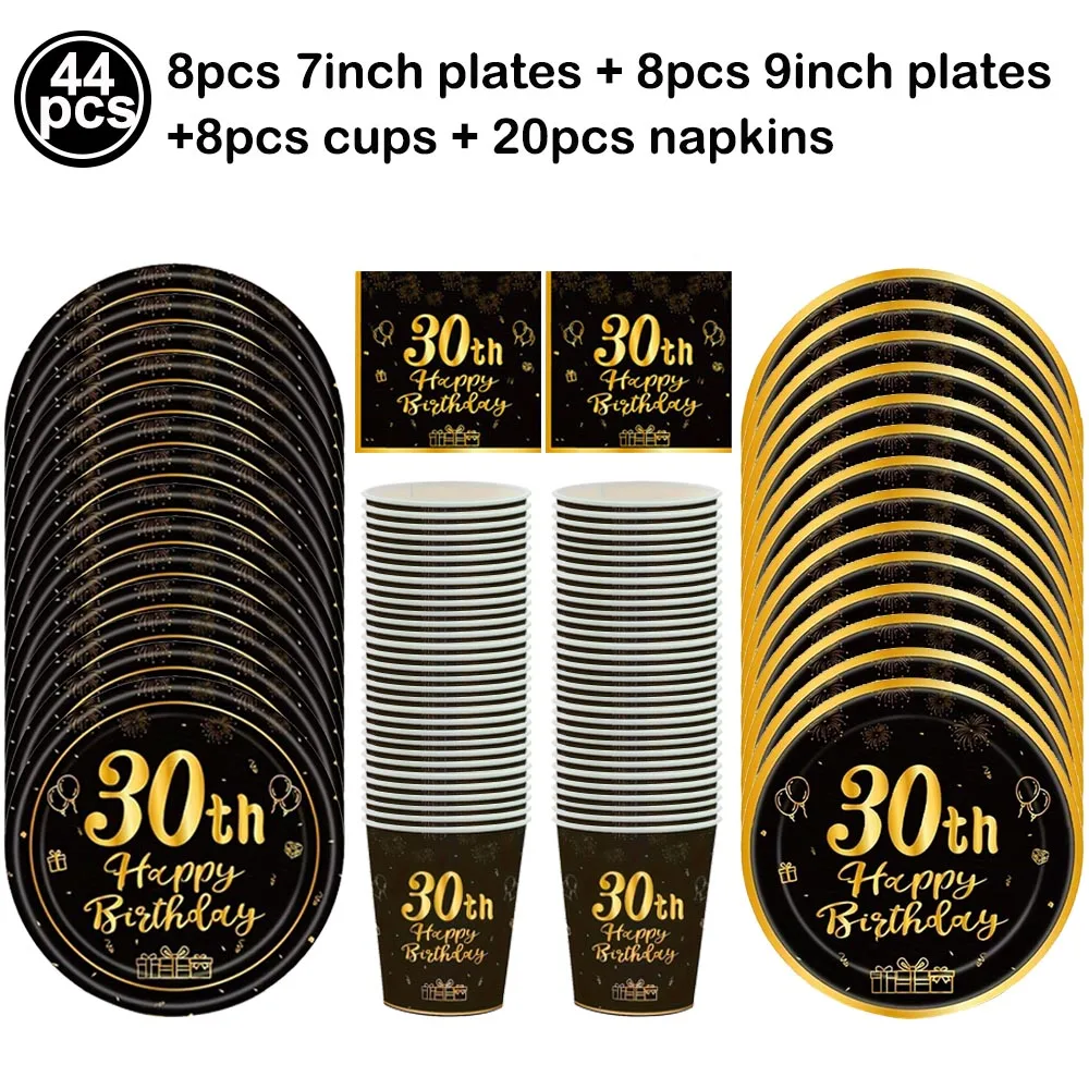 Adult Birthday Celebration Disposable Tableware and Party Decor Set