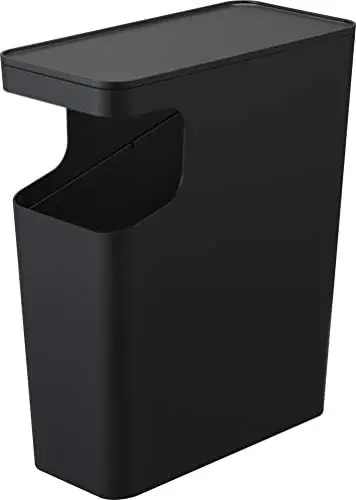 Yamazaki Home Tower Tall Trash Can - Black