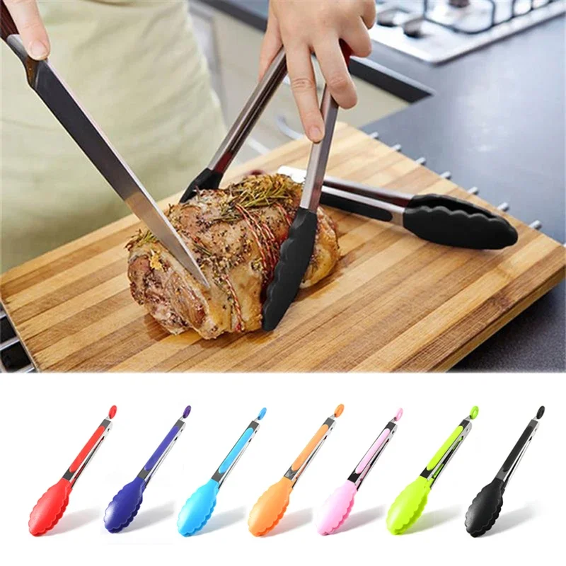 1pc Random color Kapmore Heat-Resistant Food Tong food tongs Creative Non-Slip Nylon Bread Tong Serving BBQ Tools Accessories