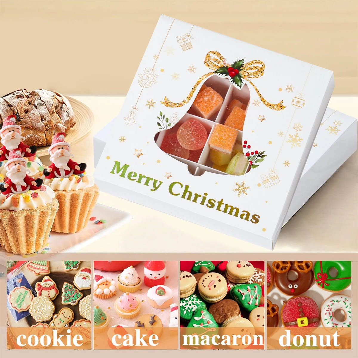 Christmas Cookie Box Candy Packaging Box Merry Christmas Decoration For Home 2025 Navidad Noel Xmas Tree Ornament Decor New Year
