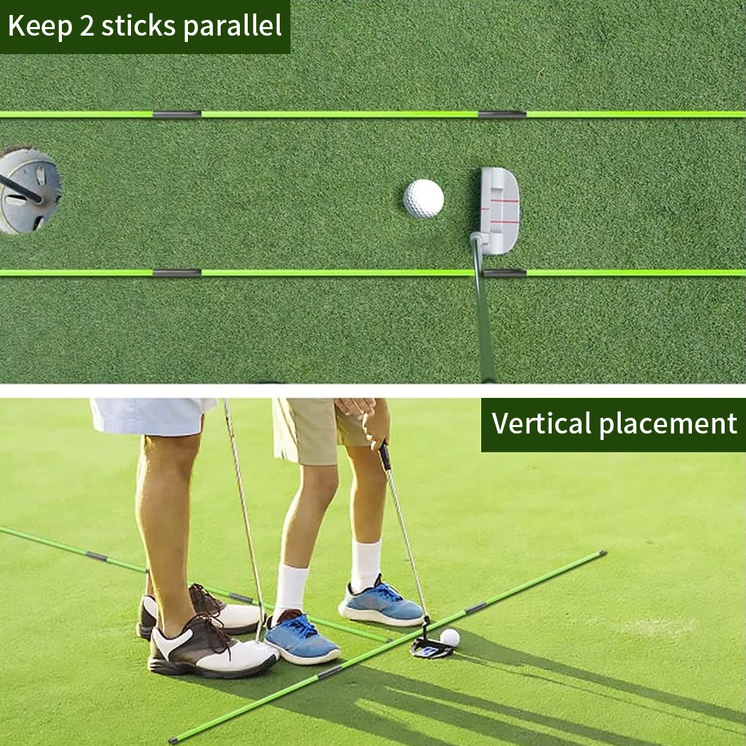 Caiton Green Golf Alignment Sticks 2 Sets - 48inch Alignment Practice Rods, Foldable for Easy Portability, Golf Training Aids 4