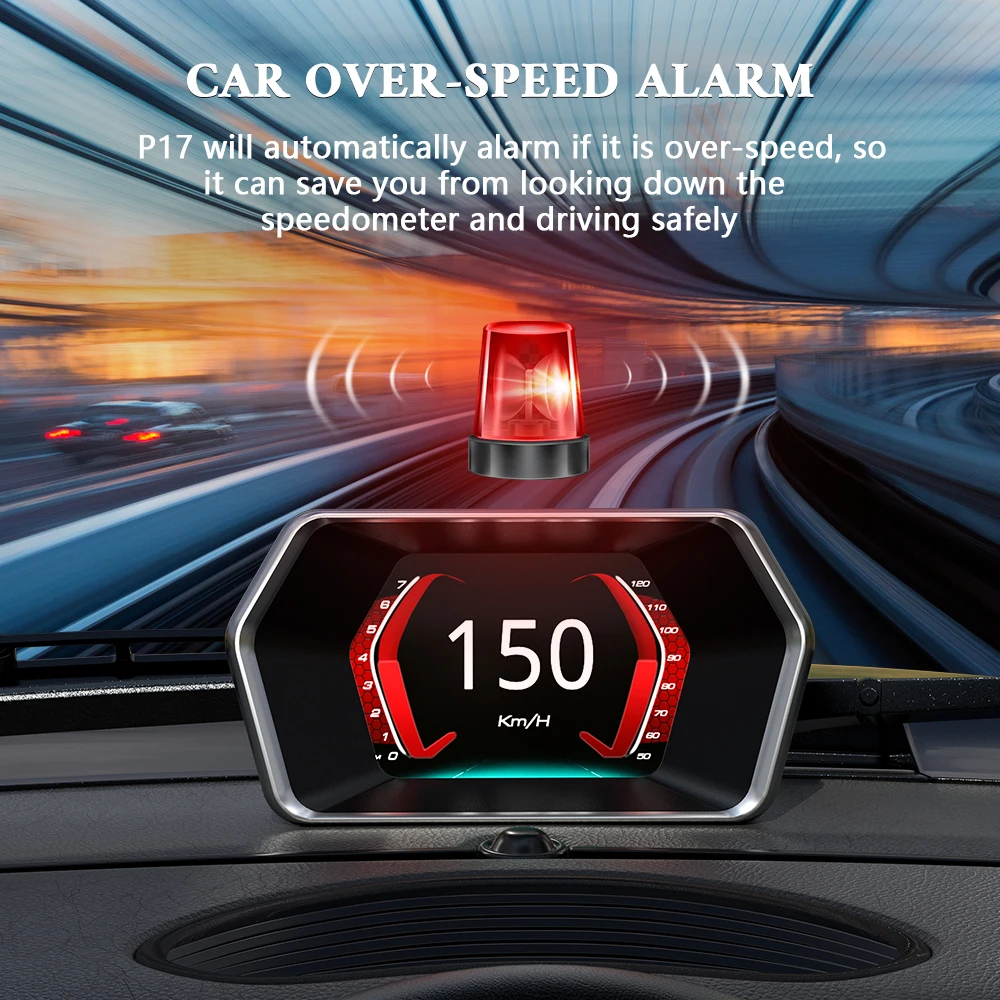 WYOBD P17 OBD2 HUD ÷ Ʈ ڵ  GPS ӵ  溸,   µ  RPM ڵ  ÷