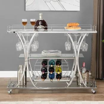 Silver 3-Tier Bar Cart 1