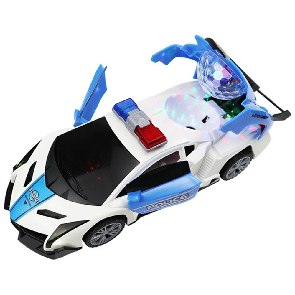 360 Degree Electric Deformation Rotating Toy Car with Music Light Police Car Vehicle Model Children Kids Toy Christmas Gift