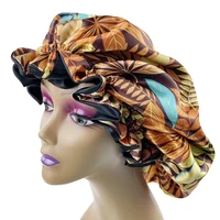 Large Women Satin Bonnet Hat Double Layer Reversible Sleep Cap Silky Soft Night Sleep Cover Cap Lady Hair Styling Accessories 2