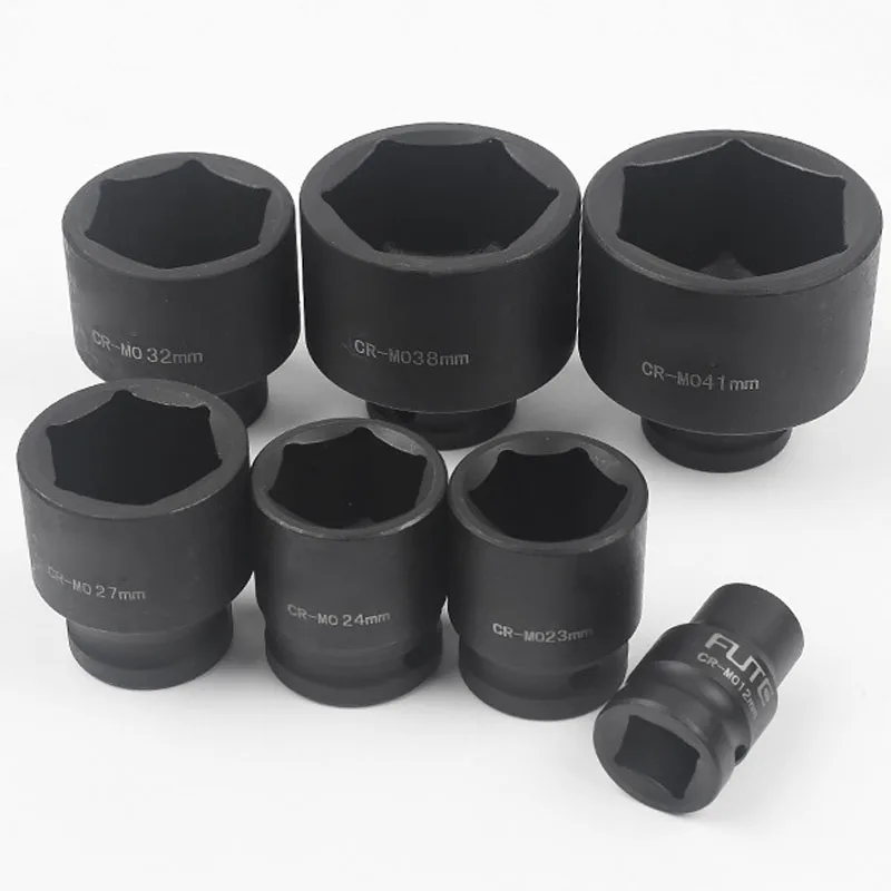 Утолщенный шестигранный ударный гайковерт с торцевой головкой 1/2 дюйма, высококачественный 6-точечный торцевой ключ из сплава Cr-v, промышленные пневматические инструменты