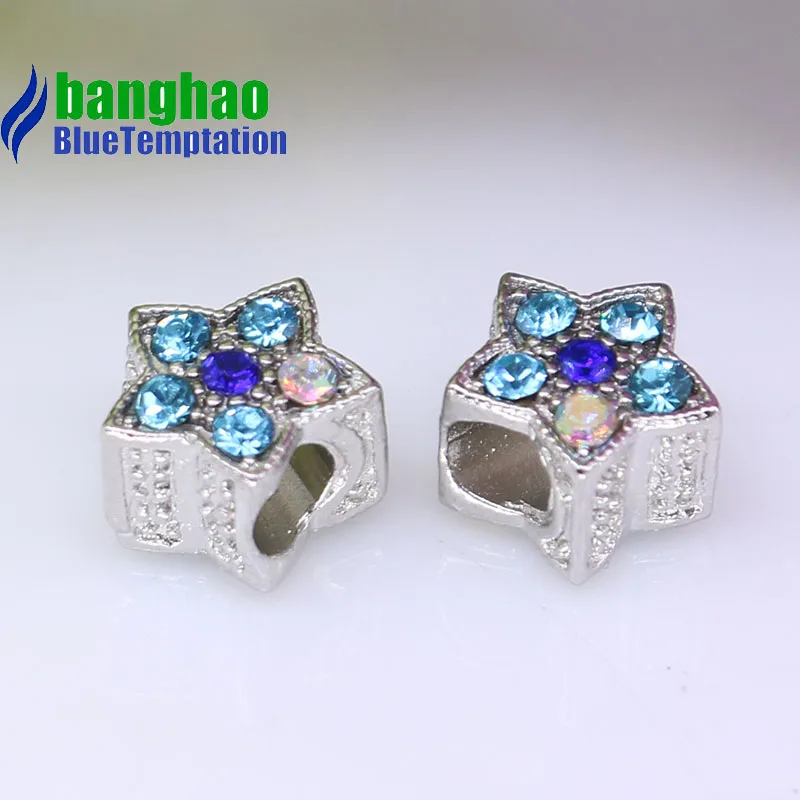 Wholesale DIY Fashion crystal Five stars Charm for making accessories for jewelry alloy pendants bracelets beads CTB750