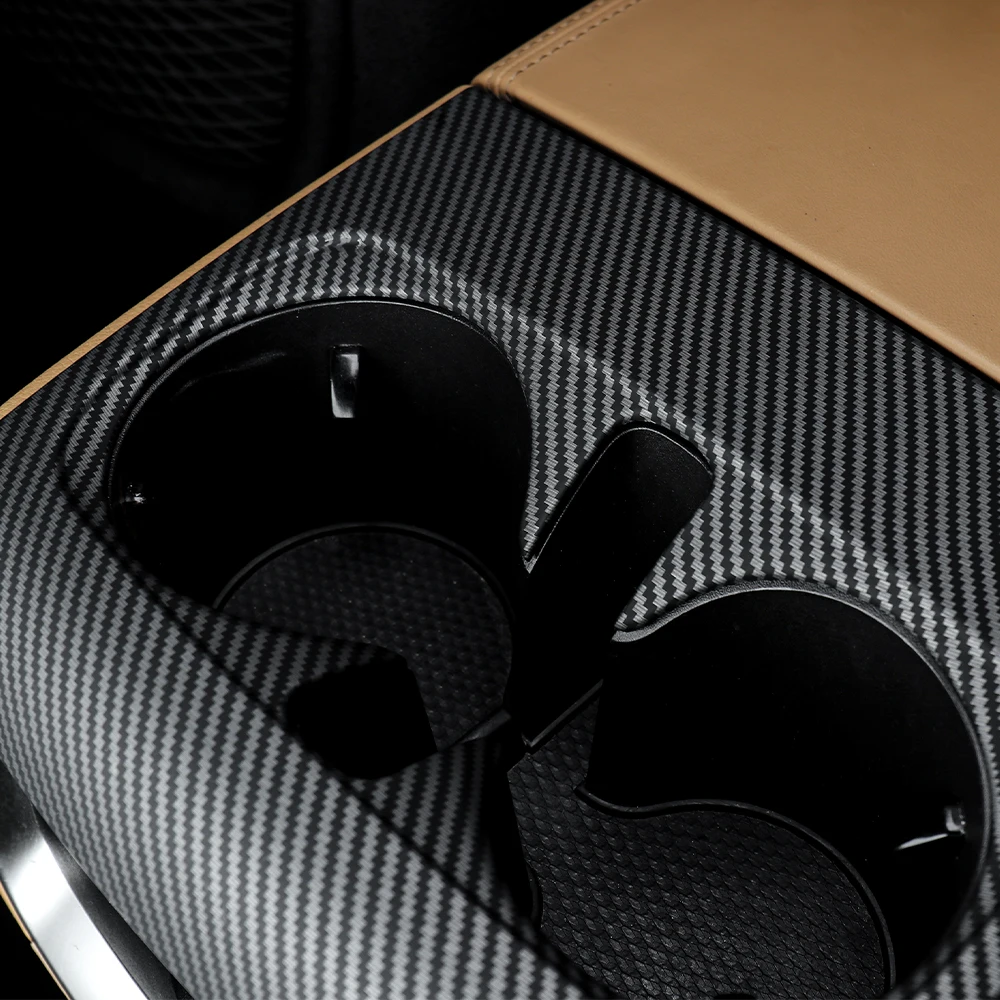 자동차 인테리어 액세서리 카본/우드 시트 컵홀더 커버 프레임 트림 ABS 소재 (기아 카니발 2022-2026 좌핸들용)