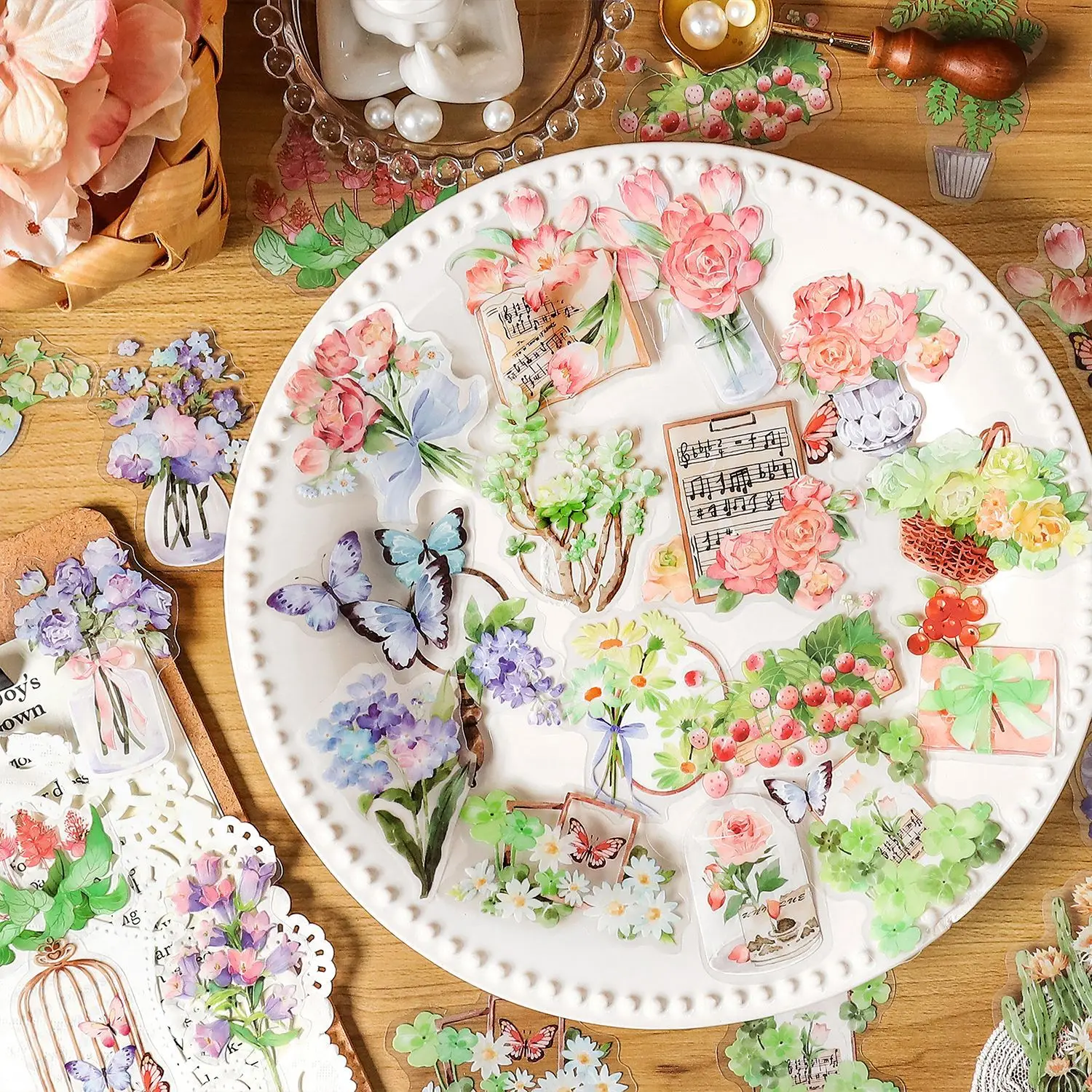 

20sets/1lot Kawaii Scrapbook Sticker Vintage Flower Ideal Life Scrapbooking Supplies Planner Decorative Craft Stationery Sticker