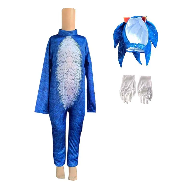 Halloween Cosplay Costumes Anime Sonics for Kids Boys Girl Funny Jumpsuits Gloves Mask Suit Carnival Party Stage Perform Clothes