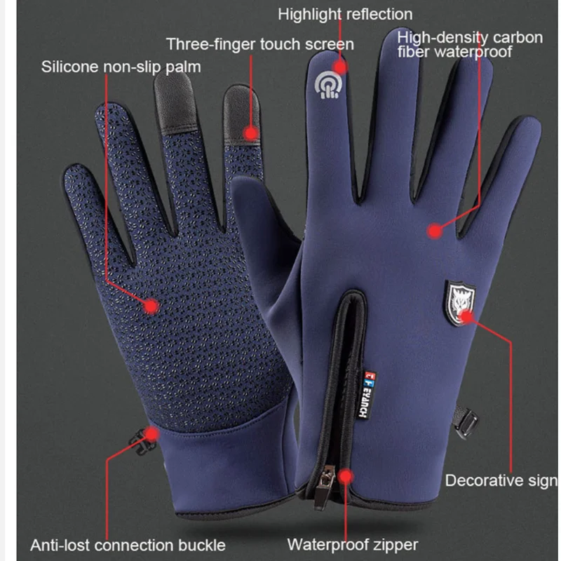Xiaomi Winter Thermal Gloves Waterproof Windproof Outdoor Sports Warm Cycling Gloves Full Finger Touch Screen Glove Men Women thermal gloves