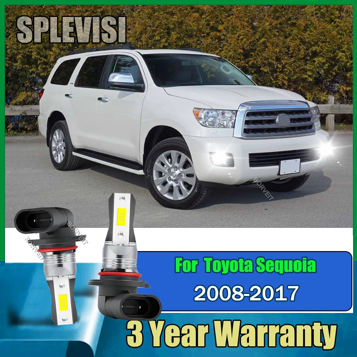 9145 H10 LED 화이트 안개등 - 팬 없는 디자인, 무소음 냉각 시스템 (도요타 세쿼이아 2008 2009 2010 2011 2012 2013 2014-2017)