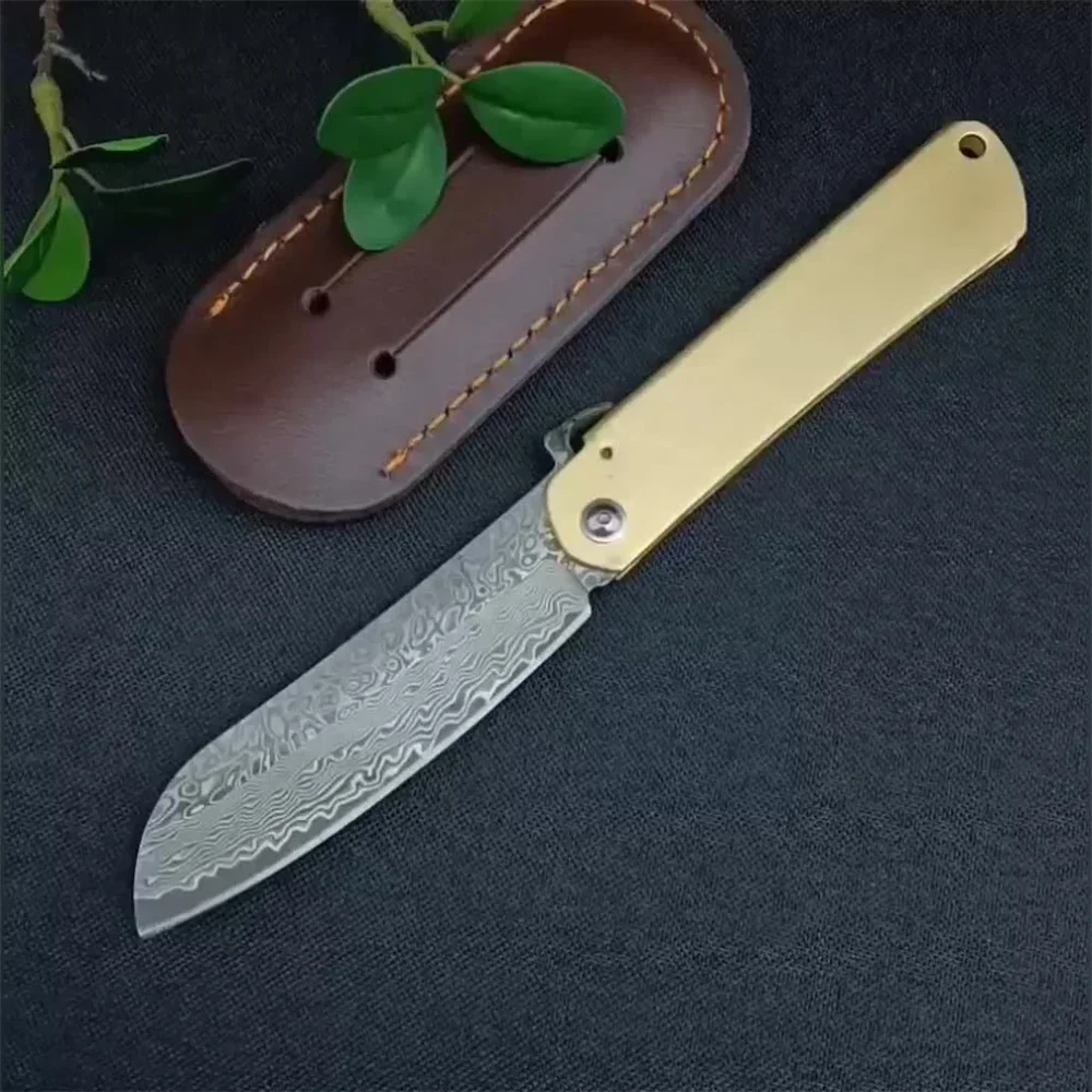 

Japanese Higonokami Pocket Folding Knife Damascus Steel Copper Handle Outdoor Camping Survival Knives Tactical Hunting EDC Tools