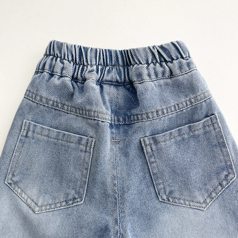 여아 청바지 봄 가을 여아 워싱 소프트 데님 아동 한국 스타일 스트레이트 와이드 팬츠 루즈핏 롱 팬츠