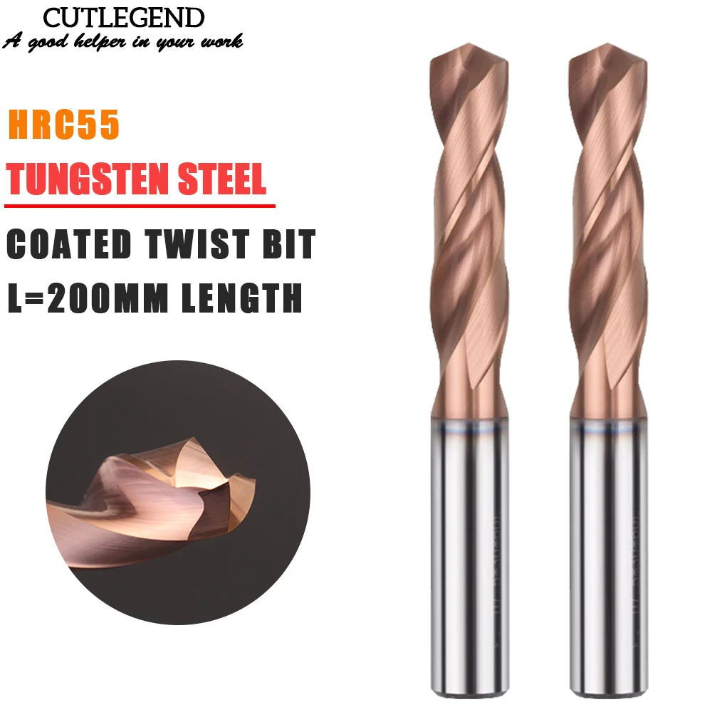 HRC55 200mm Length Carbide Drill Bit Metal Drill Bits Tungsten Steel Drills CNC Lathe Machine Alloy Drilling Tools 4.0-20mm hrc65 150mm length carbide drill bit metal drill bits tungsten steel drills cnc lathe machine alloy drilling tools 3 0 20mm