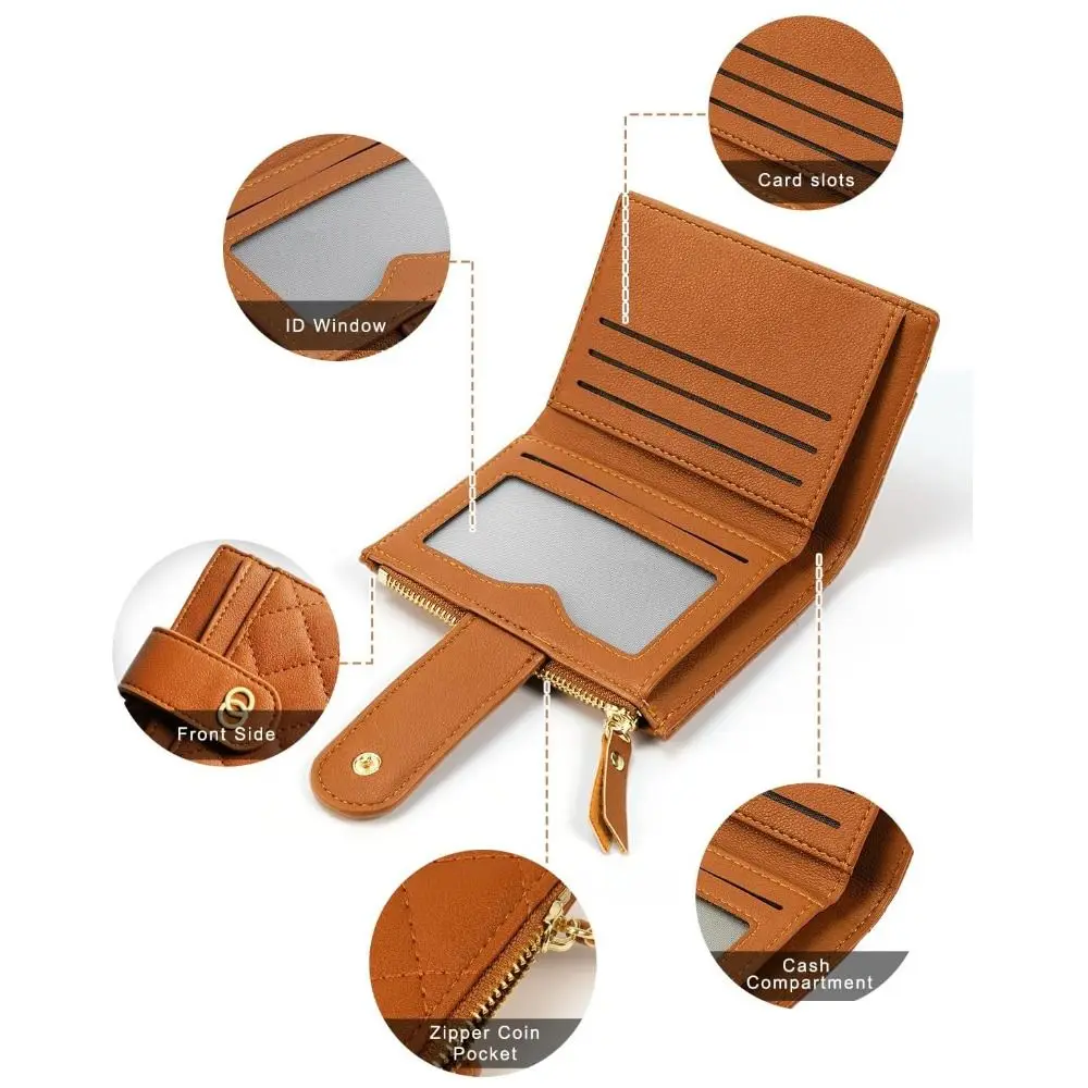 PU Leather Women Wallet Classical Money Bag Solid Color Mini Coin Purse Zipper Small Bifold Wallet