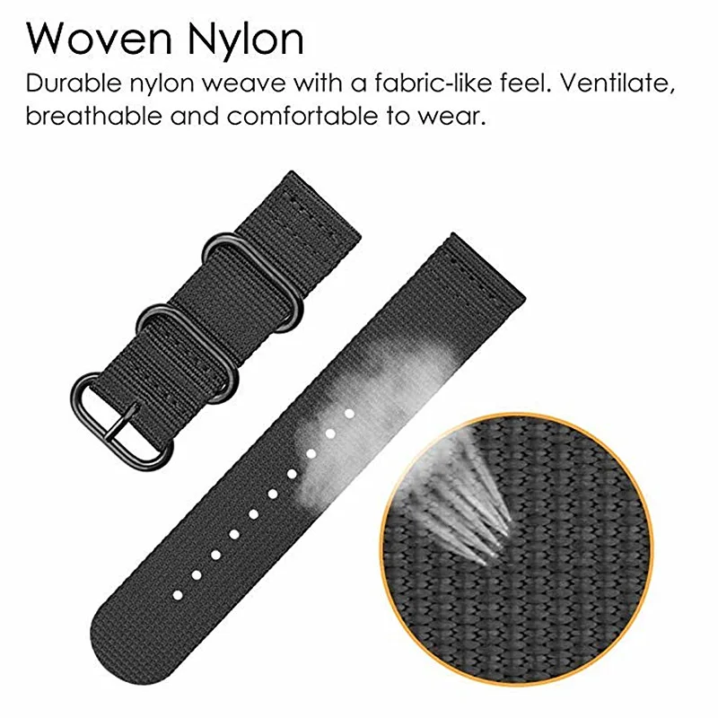 Enhanced Nylon Watch Strap, Breathable & Durable, Available in Multiple Sizes