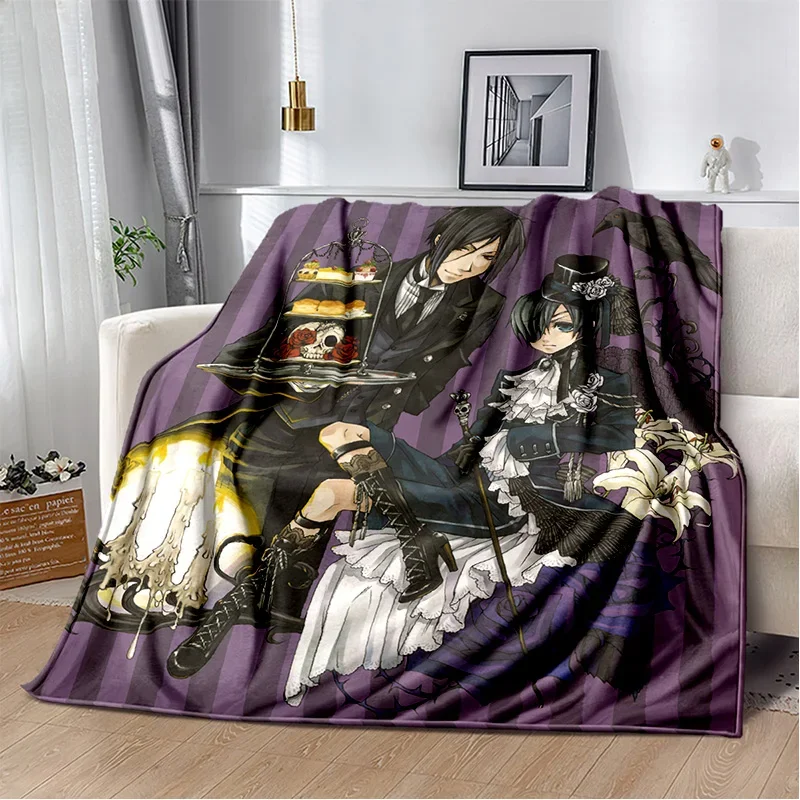 3D Anime Black Butler Cartoon Blanket,Soft Throw Blanket for Home Bedroom Bed Sofa Picnic Travel Office Rest Cover Blanket Kids 6