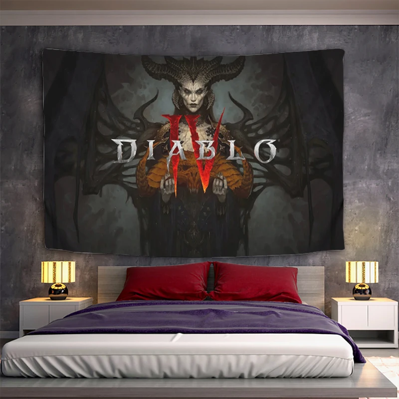 

Tapestries Diablo 4 Home Decoration Accessories Fabric Tapestry for Wall Art Anime Kawaii Room Decor Aesthetic Headboards the