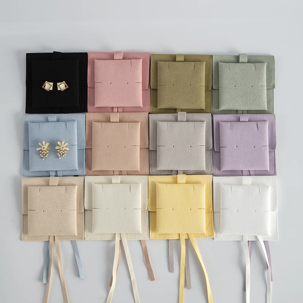 Package Gift Bags Small Size Wedding Favors For Guests Microfiber Pouches Suede Necklace Organizer Bag with Insert Card Business