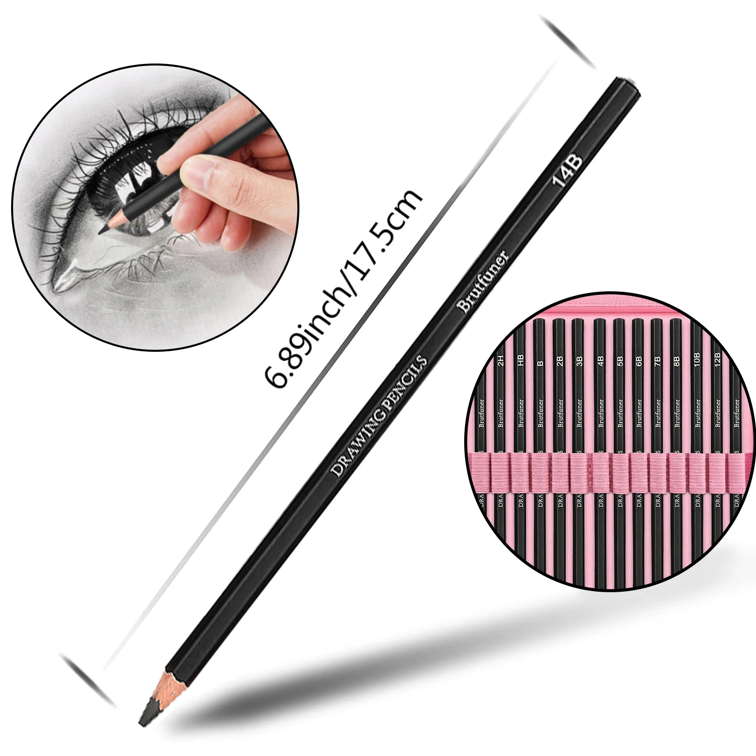 스케치 및 드로잉 연필 26개, 미술용품 드로잉 연필 키트, 흑연 숯 전문가용 연필 세트, 성인 예술가용