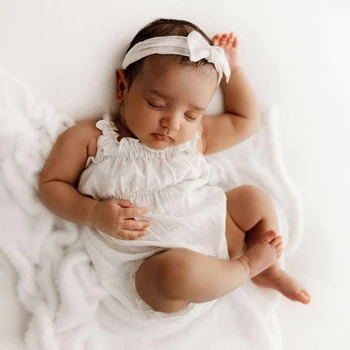 Puntelli per fotografia neonato Pagliaccetto con volant Completo in cotone per neonato Maglia morbida Abiti per servizio fotografico per bambini Regalo per baby shower Abbigliamento da studio