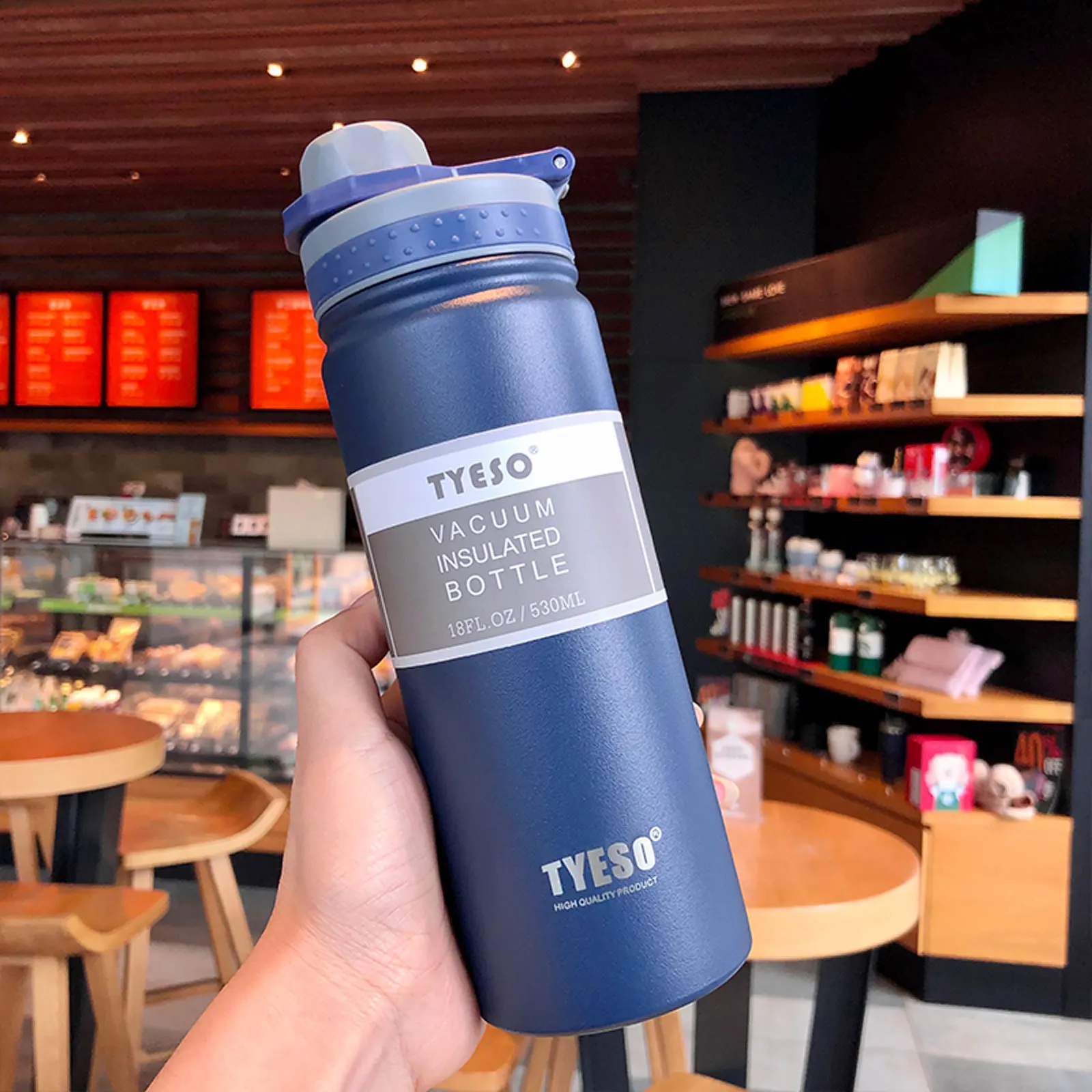 thumbnail image 1 of Tyeso 530ML 750ML Thermal Water Bottle Stainless Steel Coffee Mug Vacuum Flask Insulated Sport Travel Thermos Cup for GYM, 1 of 5