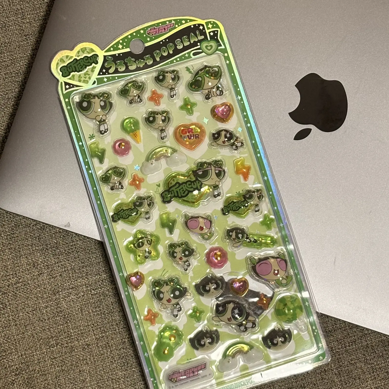 Pegatinas 3D de las Chicas Superpoderosas con Estampado en Caliente, Adhesivos de Cristal Tridimensionales con Diseño de Flores, Decoración Adorable con Relieve
