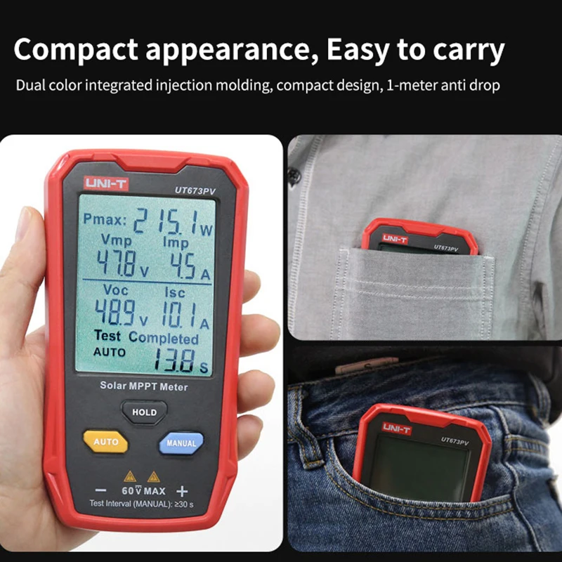 UNI-T UT673PV Solar MPPT Meter Maximum Power Tester Photovoltaic Panels Tracker Peak Open Circuit Voltage Pmax Lmp Voc Lsc Test 3