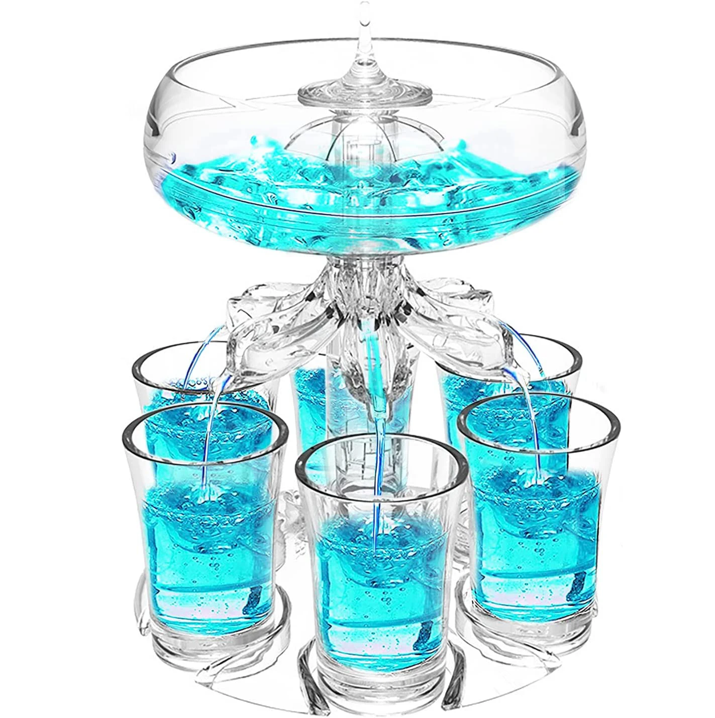 Party Drink Shot Dispenser with 6 Shot Glasses Set Acrylic Holder Drinking Game Tool Family Gathering Bar Wine Glass Set