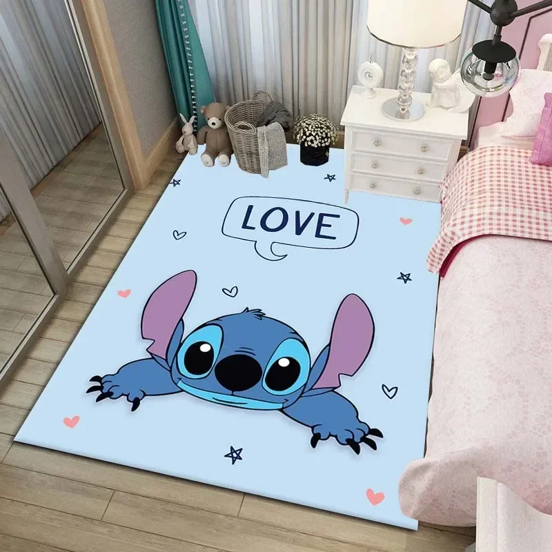 Floor mat Kids rugs for playroom Disney Stitch pattern area mat cute cartoon carpet kids gift for livingroom bedroom home decoration