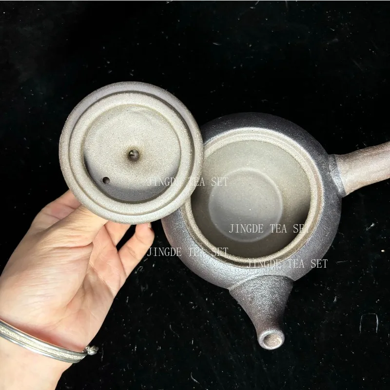 240ml Coarse Pottery Side Handle Pot Ceramic Household Chinese Kung Fu Tea Set Tea Making Pot Single Pot Tea Ceremony Customized