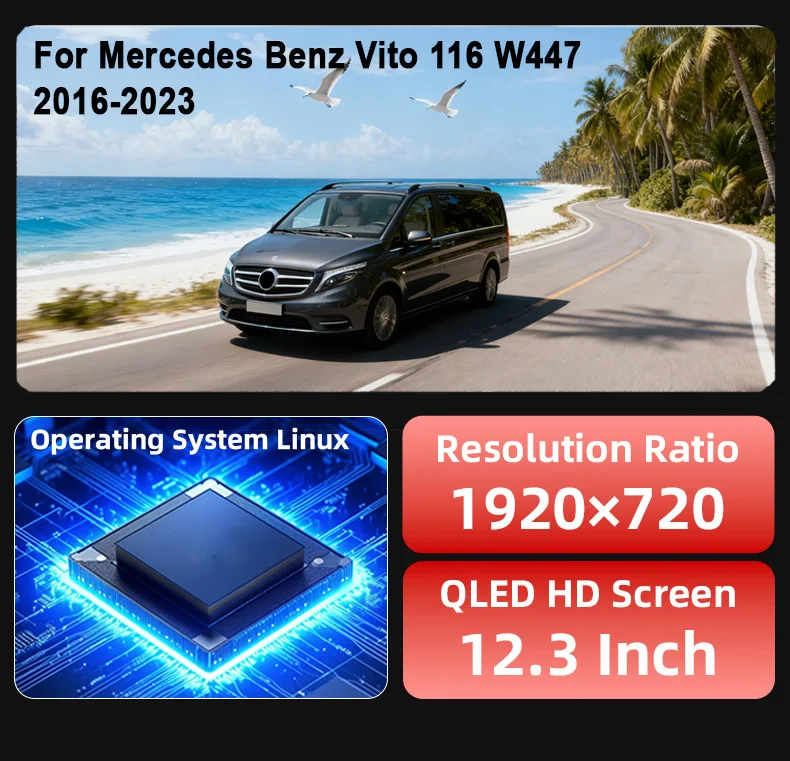 For Mercedes Benz Vito 116 W447 2014-2023 Digital Instrument Cluster Speedometer
