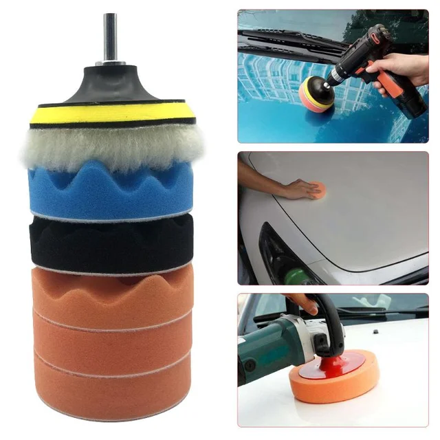 Car Polishing Buffing Pad Auto Pad Kit Buffer + Drill Adapter Polisher  4inch