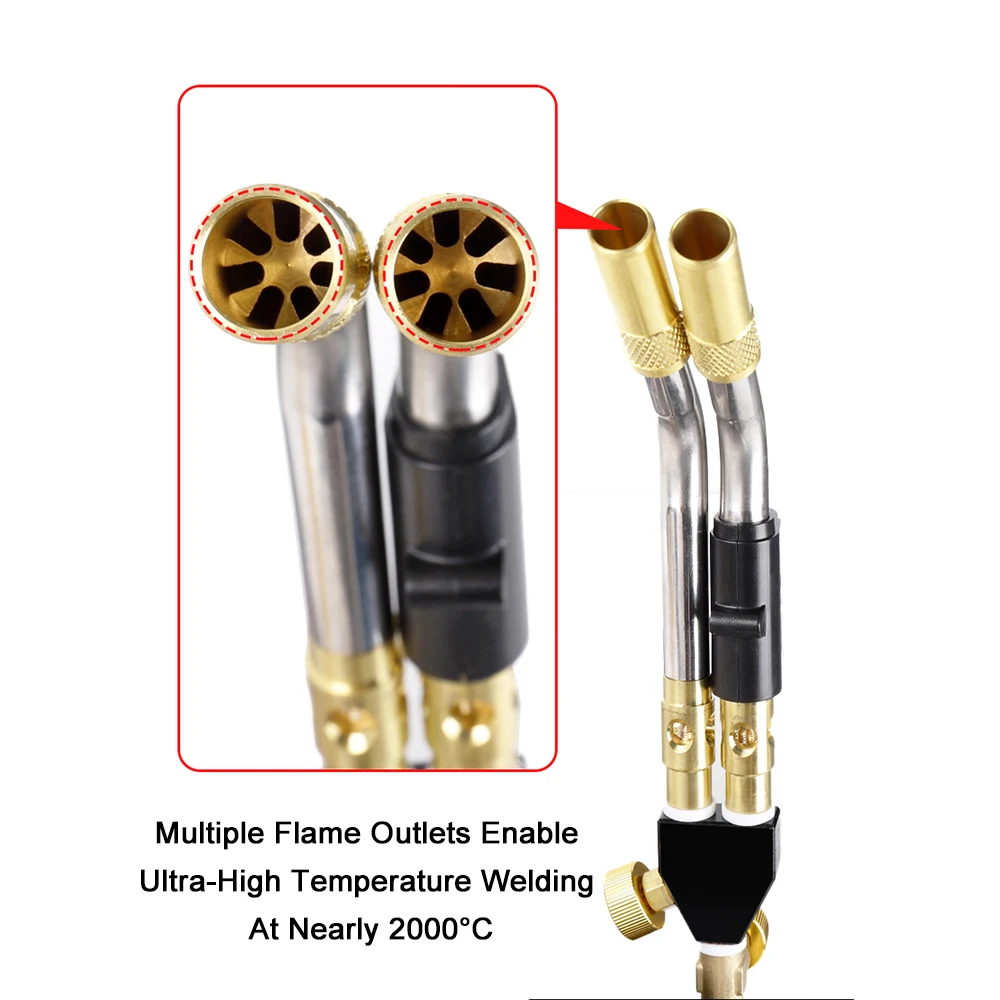 Mapp Gas Welding Torch Double Flame Jets Soldering Torch 3600° F Propane Welding Gun with Electronic Ignition images - 6