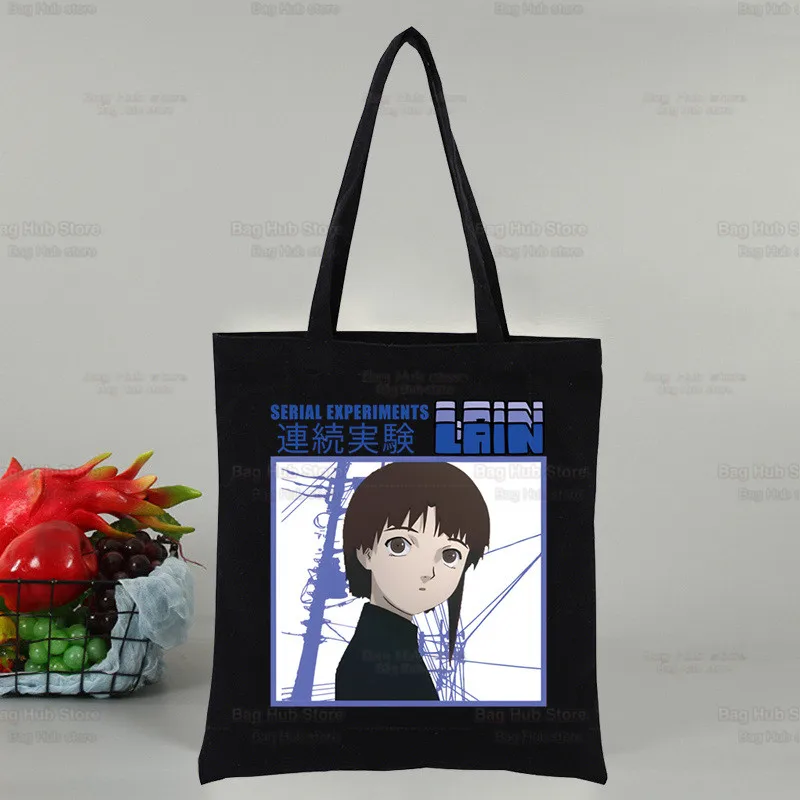 Anime Serial Experiments Lain Shopping Canvas Bag Female Girl Tote Eco Harajuku Shopper Iwakura Manga Shoulder Bags,Drop Ship