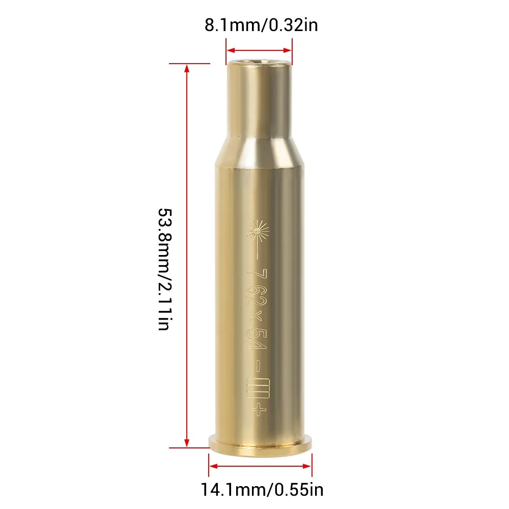 7.62x54mm Red Dot Laser Bore Sight Brass Boresight Cartridge Bore Sighter Power Laser Pointer for Hunting Shooting Airsoft Toys