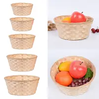 Multifunction Storage Basket Yellow Handmade Rattan Weaving Basket Round Home Decoration Flower Basket For Fruit Bread Sundries 1