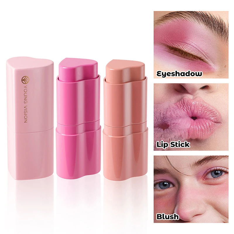Heart-shaped Pocket Blush Cream Sticks Natural Eyeshadow Brighten Lip Tint Cheek Shading Cute Purple Rouge Blusher Korean Makeup 3